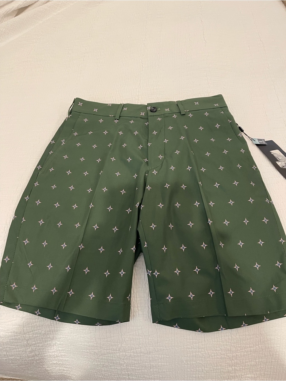 Walter Hagen Olive Green Printed Golf Shorts
